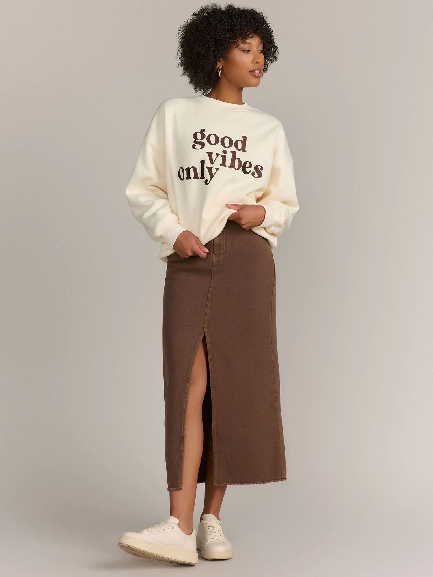 Mustard Seed Raw Hem Front Slit Denim Skirt - Brands We Love