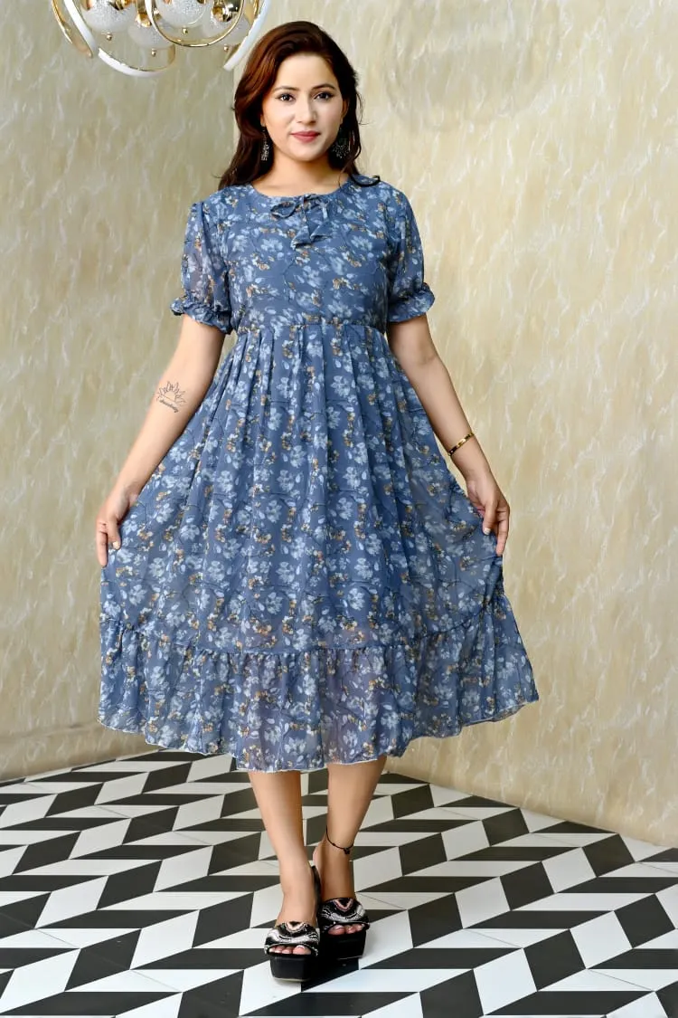 One Amore Women Girls Georgette Dress Maxi
