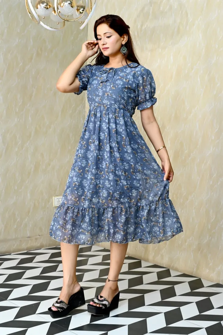 One Amore Women Girls Georgette Dress Maxi