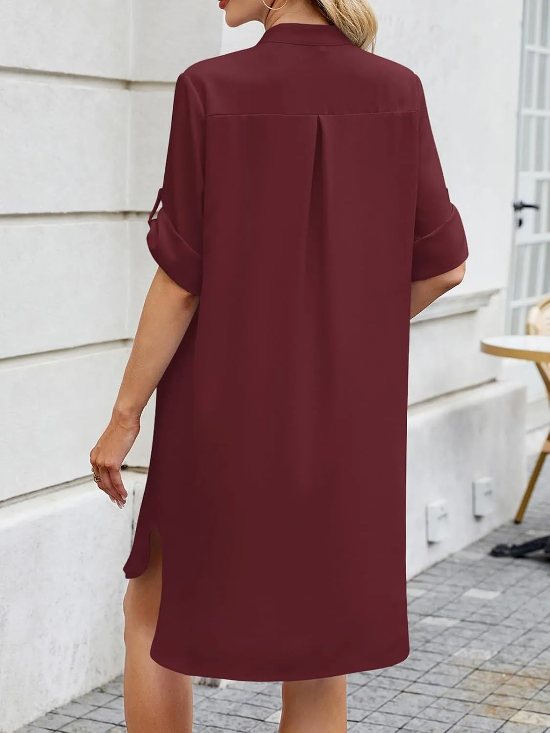 PerZeal Womens Sexy V Neck Button Down Shirt Dresses Summer Short Sleeve Casual Loose Blouses & Button-Down Shifts Cover Ups
