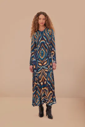 Pineapple Ikat Blue Maxi Dress