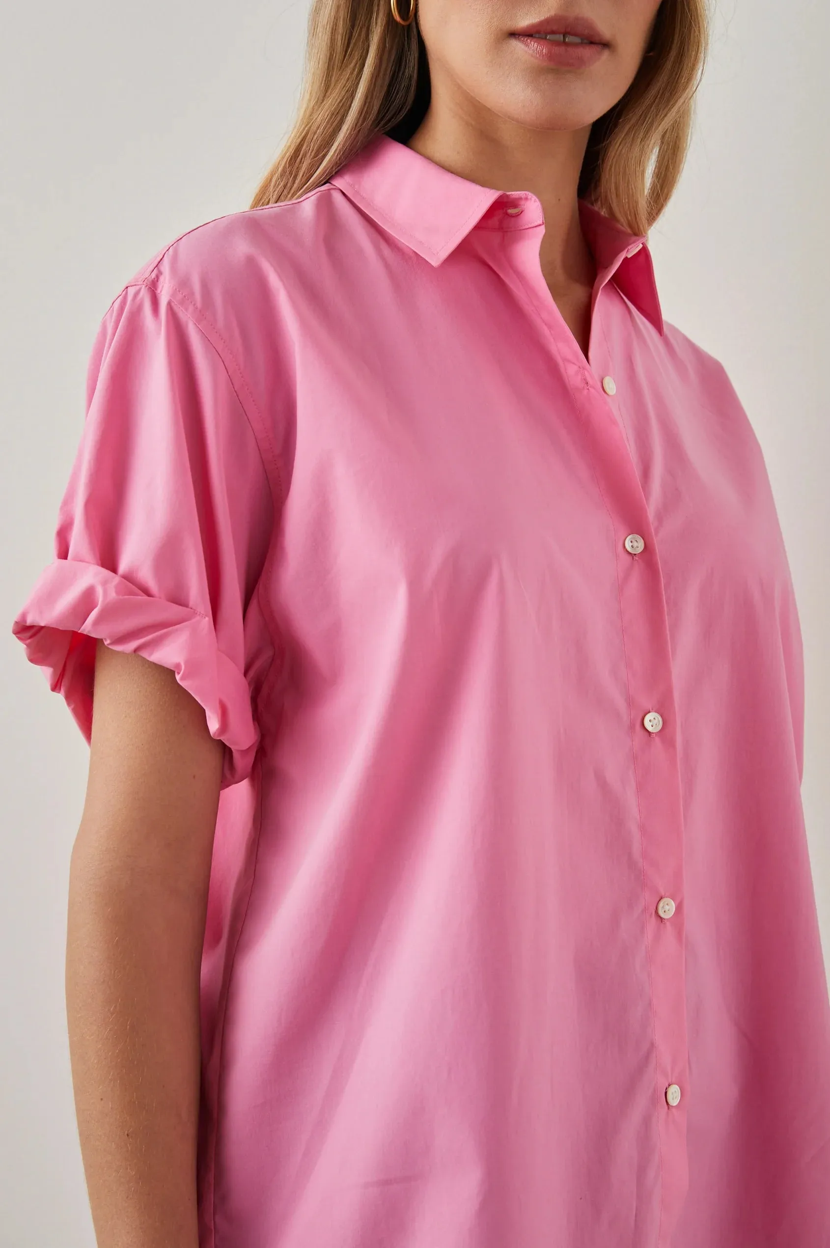 Rails Jojo Short-Sleeve Button Down Shirt - Hot Pink