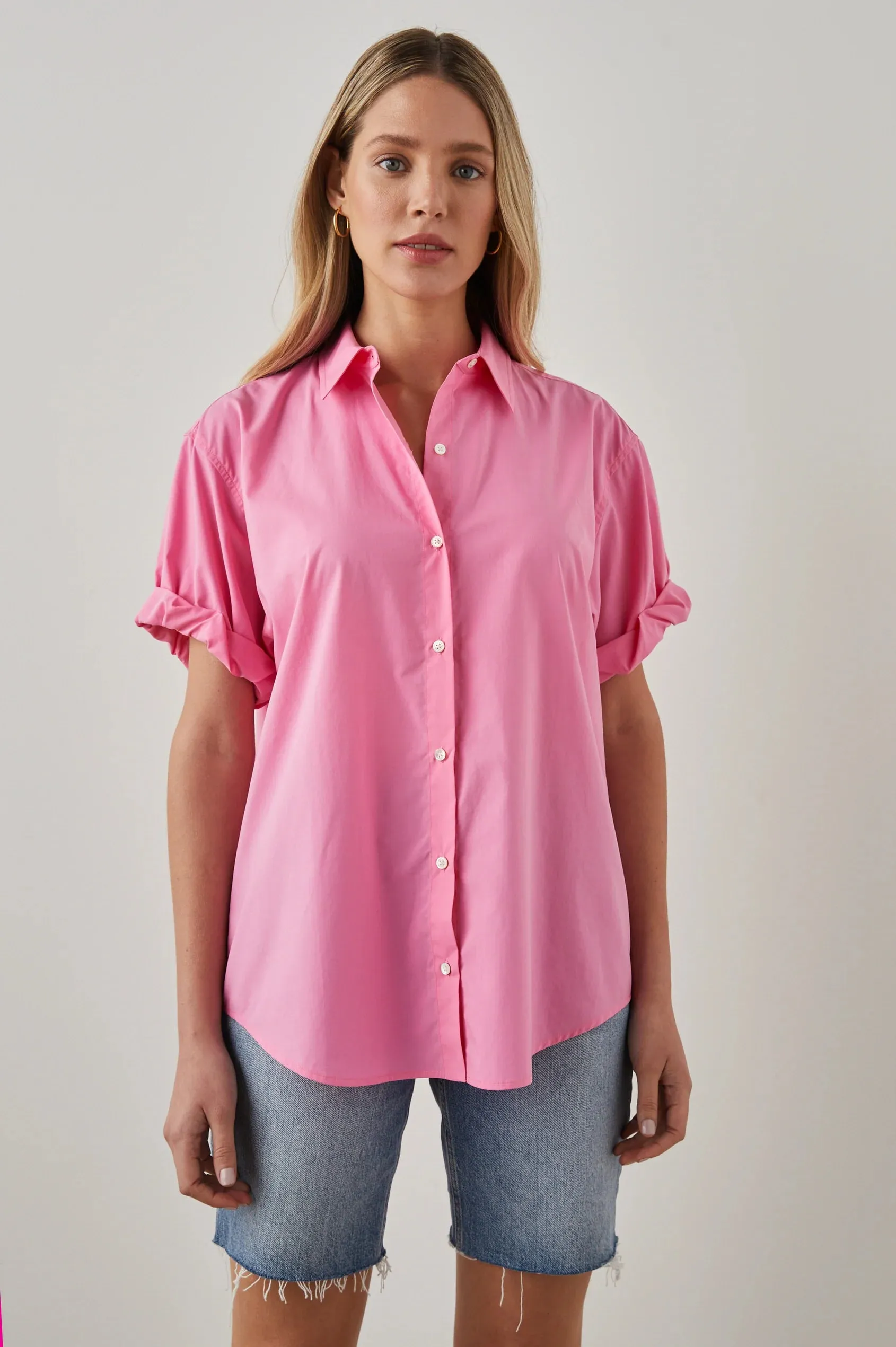 Rails Jojo Short-Sleeve Button Down Shirt - Hot Pink