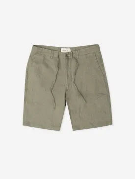 Relaxed Linen Drawstring Shorts Dried Clay