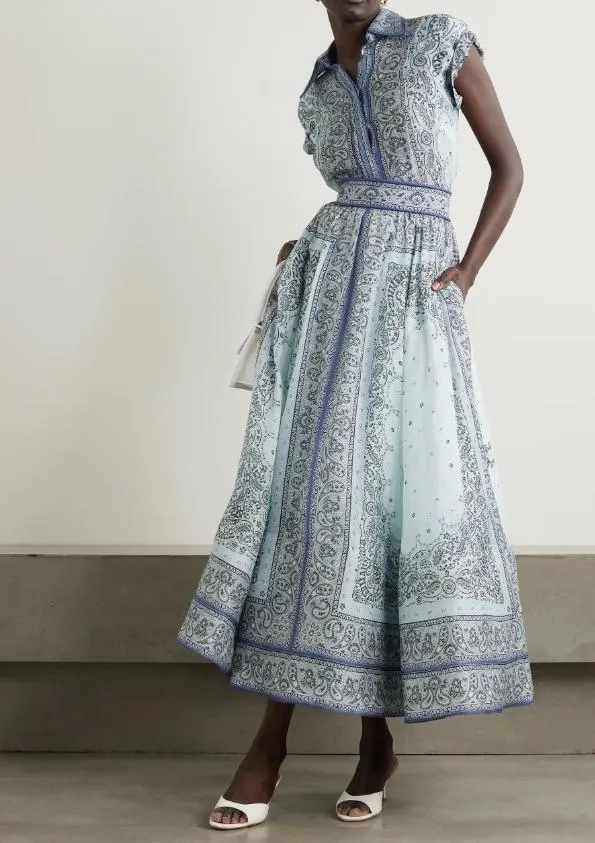 Romantic Blue Floral Midi Dress