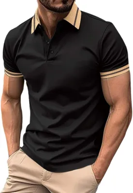 Short Sleeve Polo Shirts for Men Casual Fashion Athletic Polo Bodybuilding Workout Breathable Slim Fit Polo Shirts