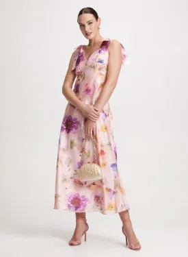 Shoulder Bows Floral Dress