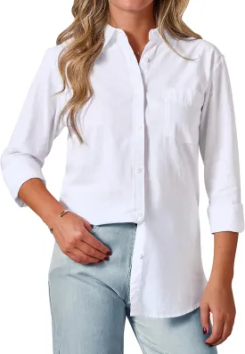 siliteelon Womens Button Down Shirt Linen Button Up Shirts for Women Long Sleeve Summer Shirt Collared Blouse Linen Tops