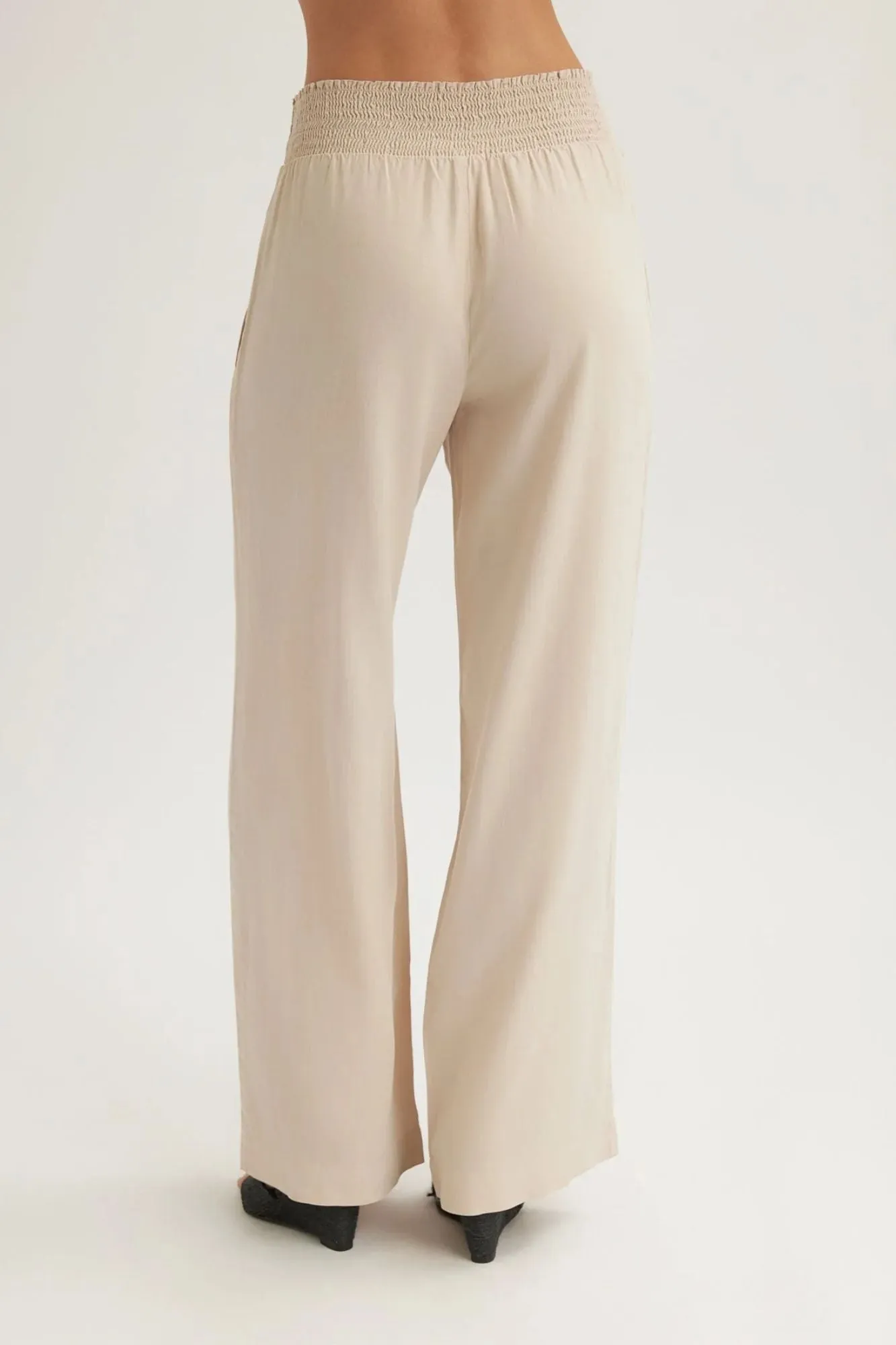Smocked Waist Wide Leg Pant