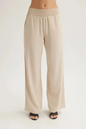 Smocked Waist Wide Leg Pant