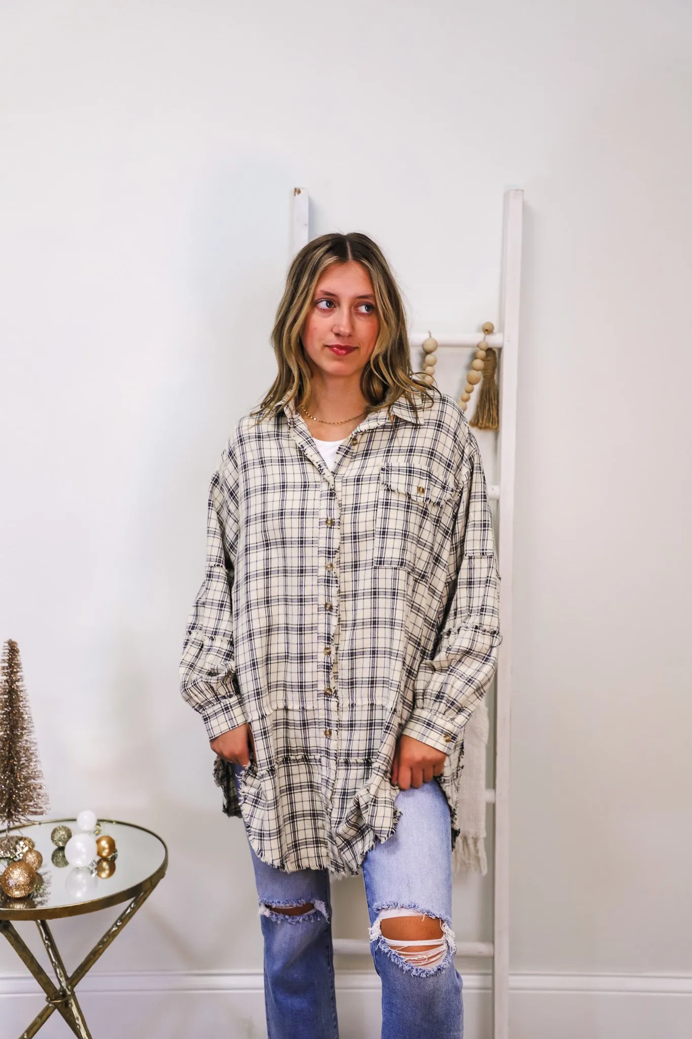 Something About You Mineral Washed Plaid Shirt
