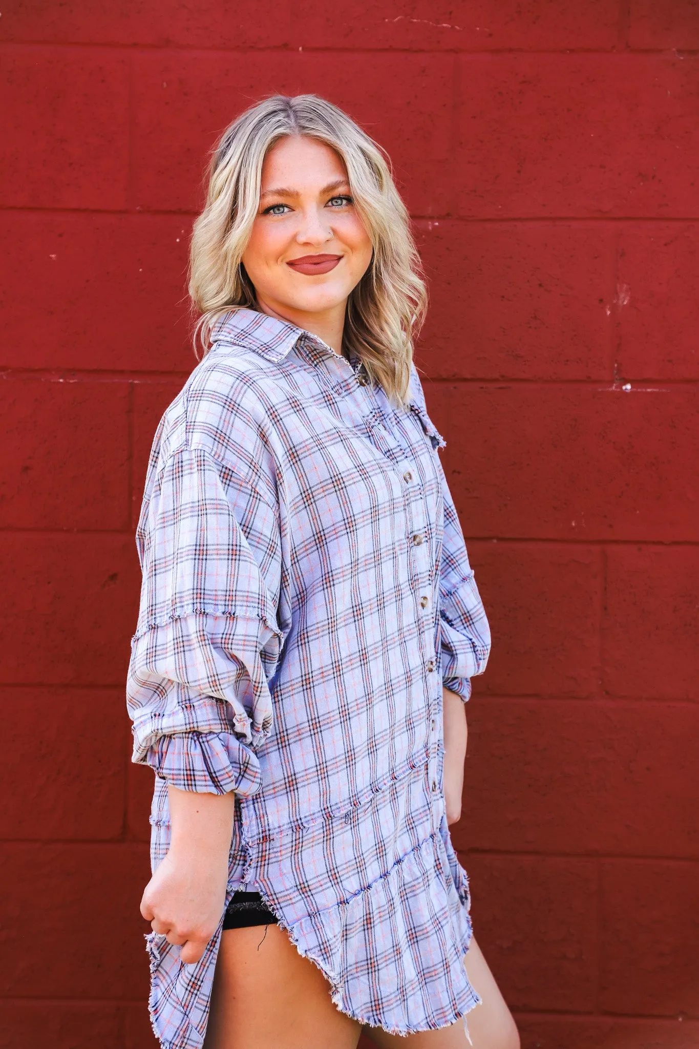 Something About You Mineral Washed Plaid Shirt