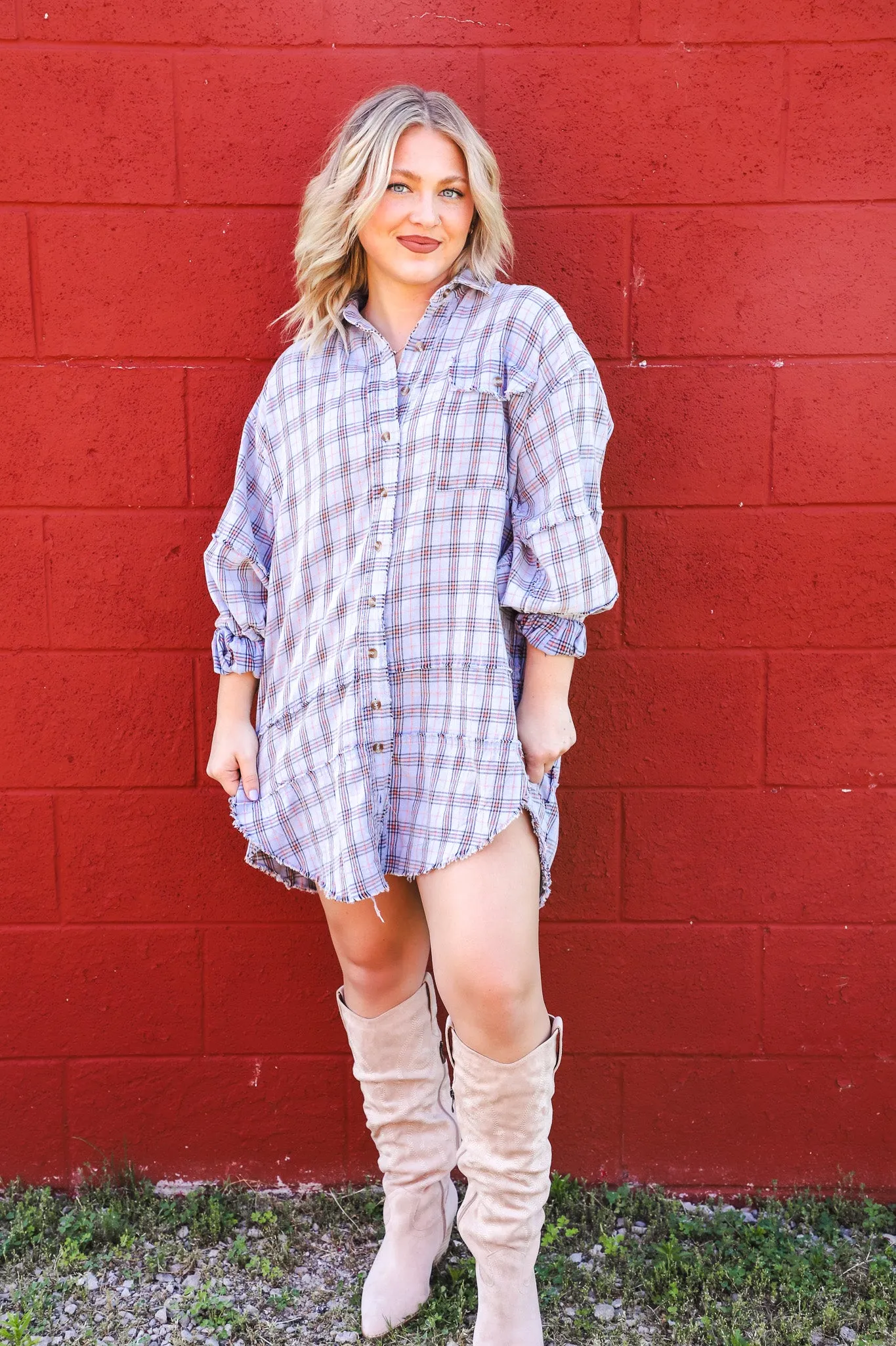 Something About You Mineral Washed Plaid Shirt