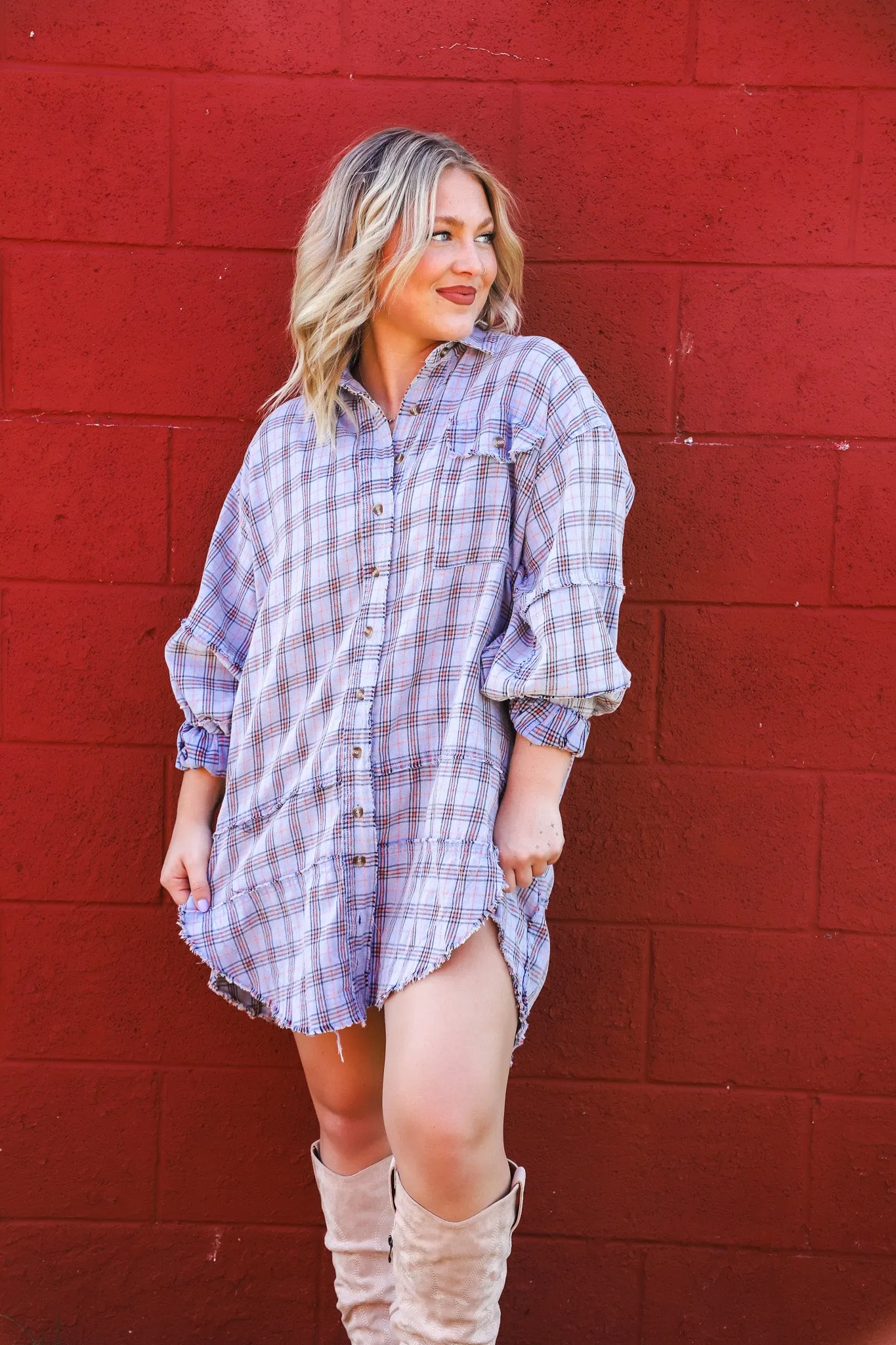 Something About You Mineral Washed Plaid Shirt