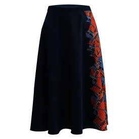 SPARKLE BY KAREN CHAN x  HK Heritage Museum【JUNK PARTY】Silk & Eco-Denim Patchwork Skirt (紅白藍)