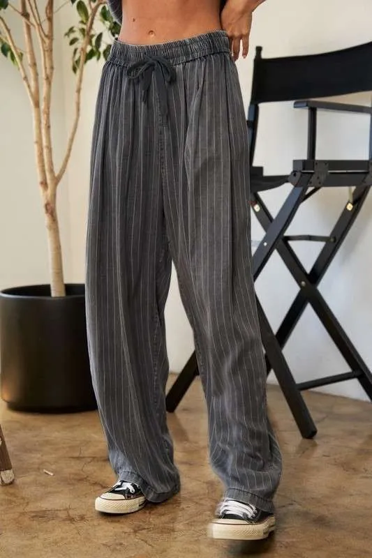 Stripe Button Down Shirt And Pants Outfit Set