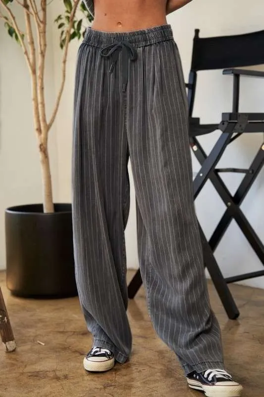Stripe Button Down Shirt And Pants Outfit Set
