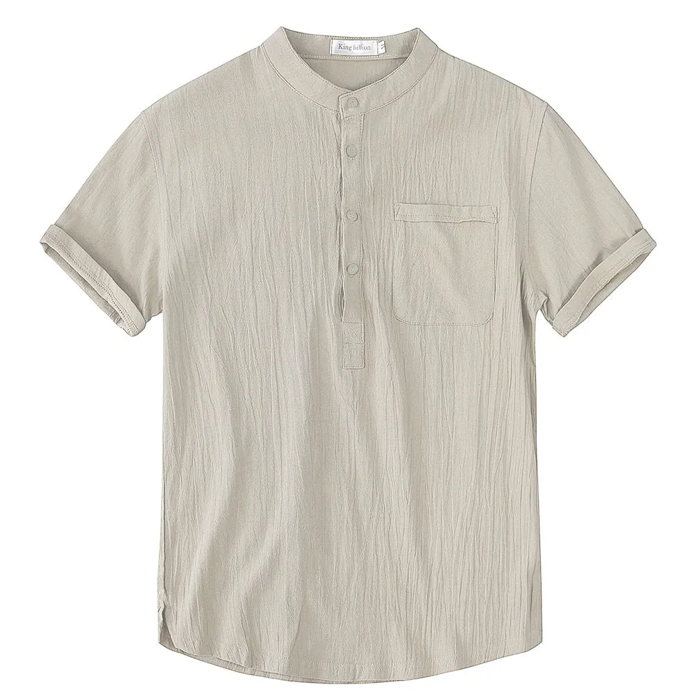 Summer Men's Short-Sleeved Linen T-shirt - Breathable S-3XL