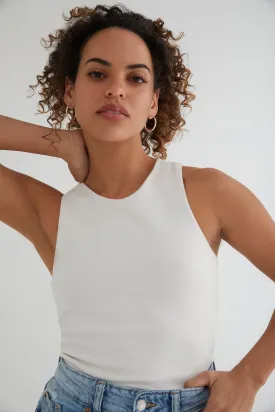 The Sculpt Racerback: Crop - Magic Double Knit - Salt