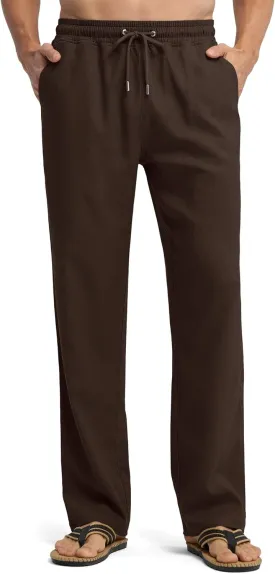 Willit Men's Linen Pants Casual Beach Summer Pants Drawstring Lightweight Yoga Linen Trousers 28" 30"