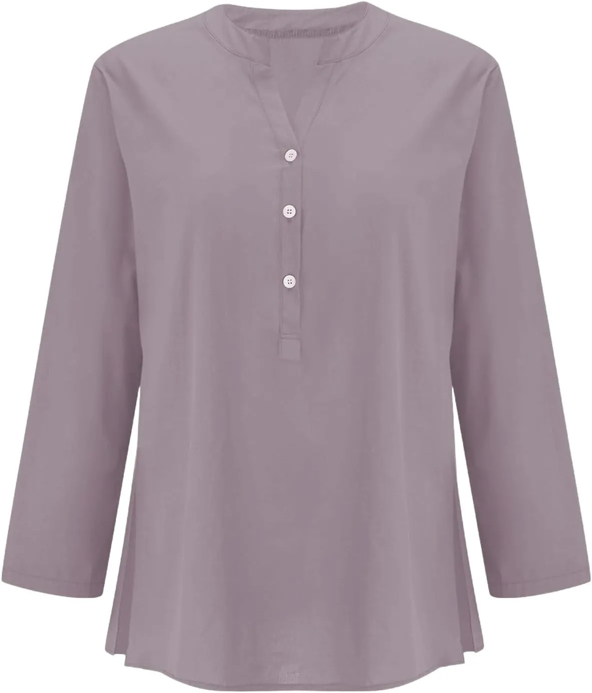Women Linen Shirts Summer Trendy Short Sleeve V Neck Blouses Lightweight Breathable Tunic Tops Beach Vacation Clothes