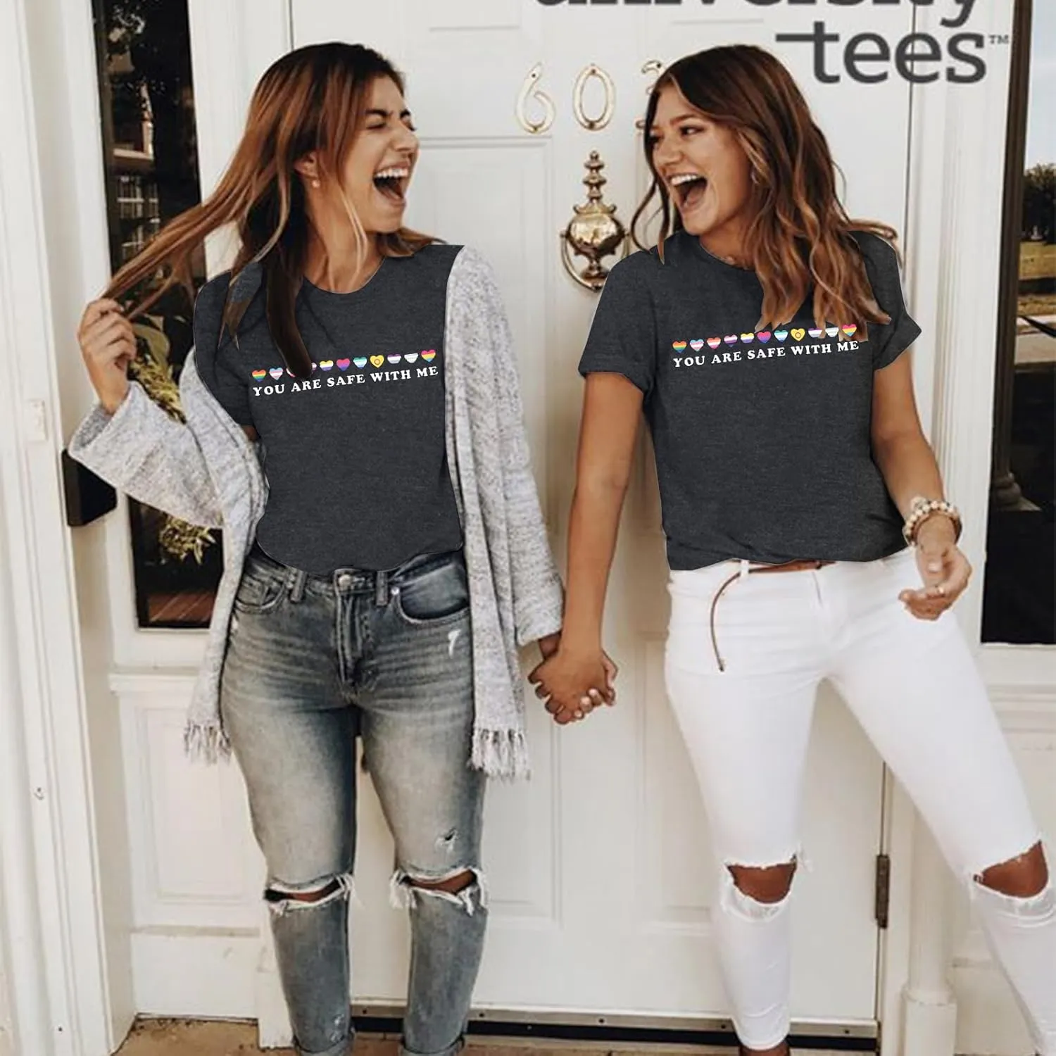 Women Pride Ally Shirt You are Safe with Me T Shirt LGBTQ Flags Ally Outfit Rainbow Pride Tee Top