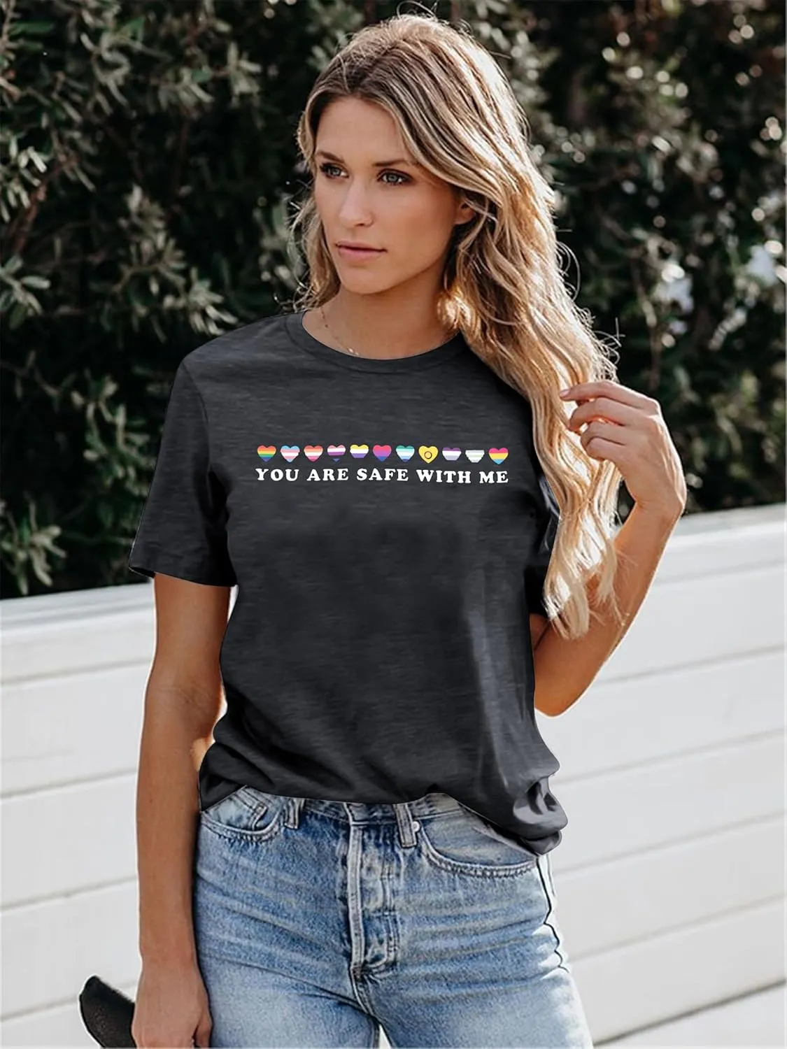 Women Pride Ally Shirt You are Safe with Me T Shirt LGBTQ Flags Ally Outfit Rainbow Pride Tee Top