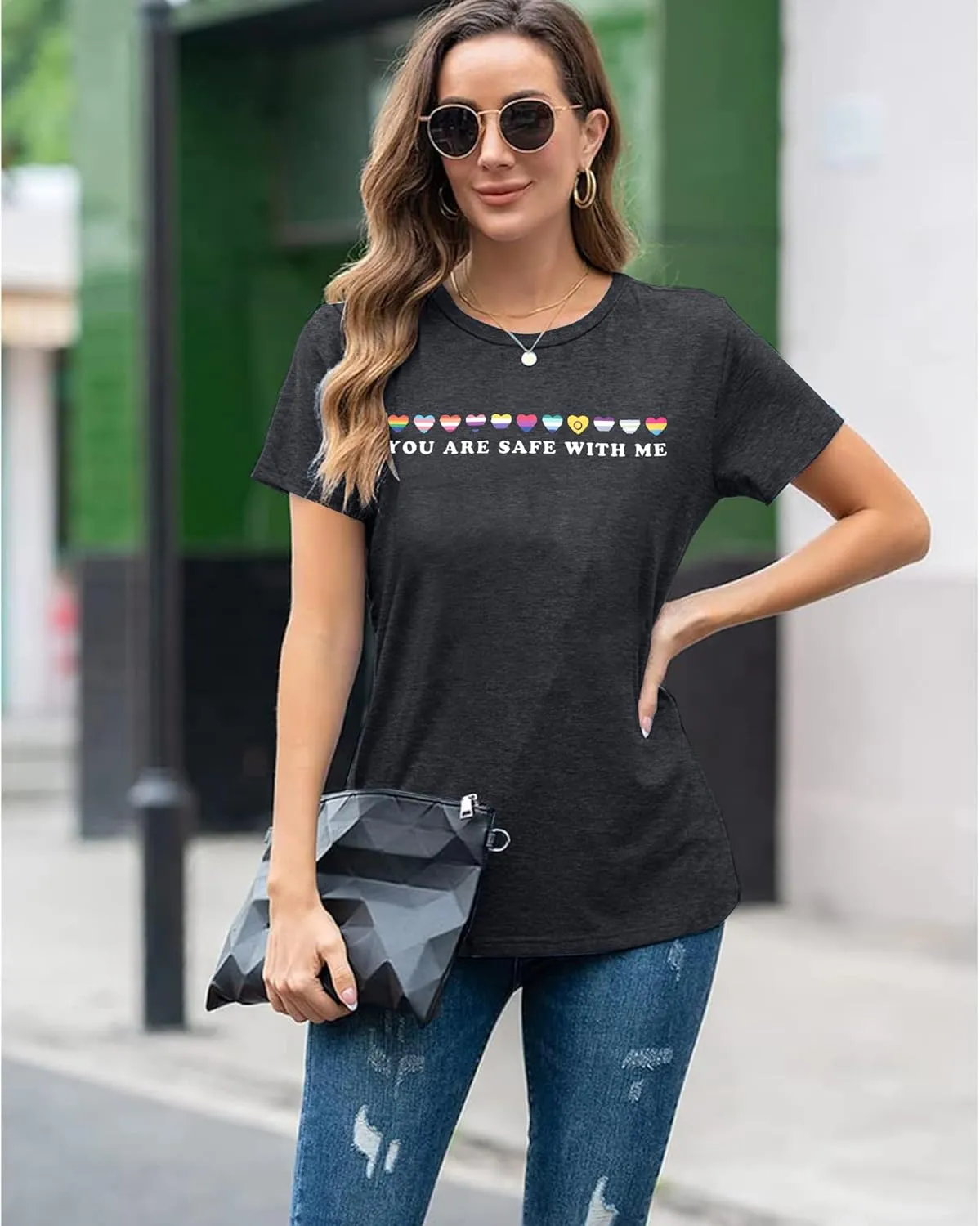 Women Pride Ally Shirt You are Safe with Me T Shirt LGBTQ Flags Ally Outfit Rainbow Pride Tee Top