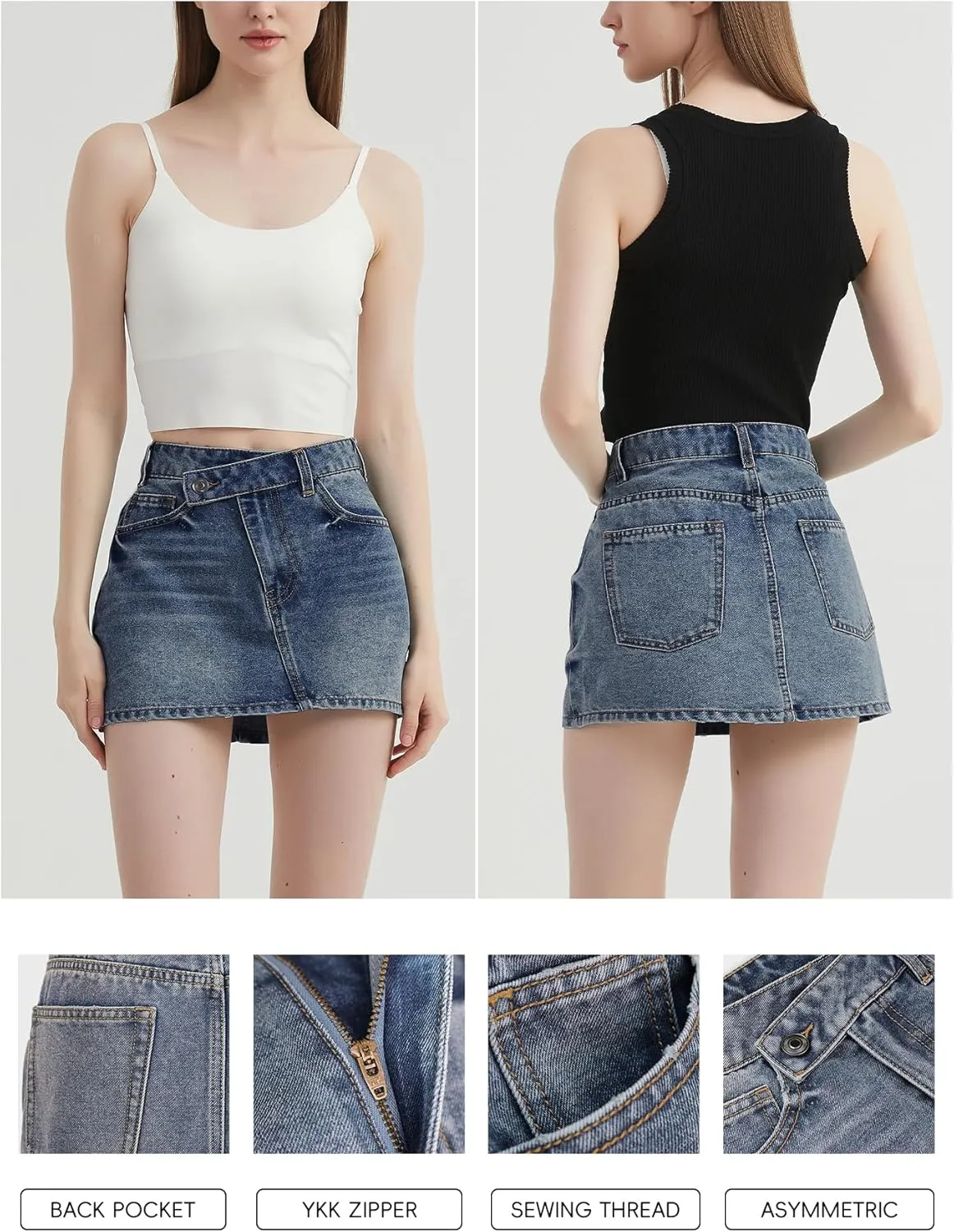 Women Sexy Mini Denim Short Skirt, Low Waisted Inelastic Bodycon Jean Skorts for Woman Going Out Trendy Skirt