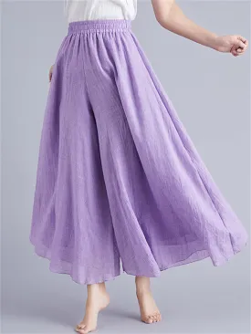 Women's Summer Linen Flowy Yoga Wide-Leg Pants