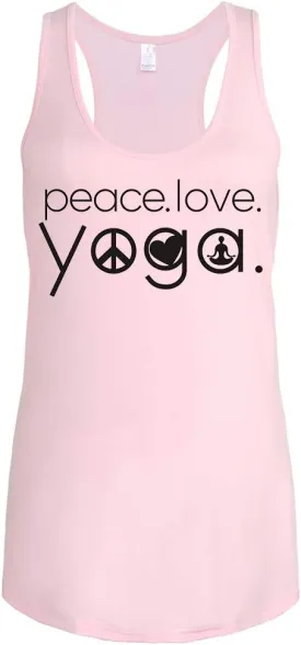 Workout Tank Tops for Women-Womens Peace Love Yogo Funny Saying Fitness Gym Racerback Sleeveless Shirts